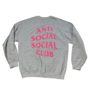 Anti Social Social Club Streetwear Sweatshirt Large Grey Pink ASSC Pullover